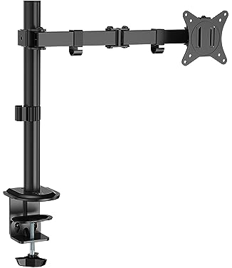 Ewent EW1510 Support écran de 13 à 27 Pouces,Support pour 1 Moniteur,Support de téléviseur/Moniteur,Bras Ecran PC Réglable en Hauteur,Inclinable,Rotatif et Pivotantm,avec Pince,VESA 75X75 et 100X100