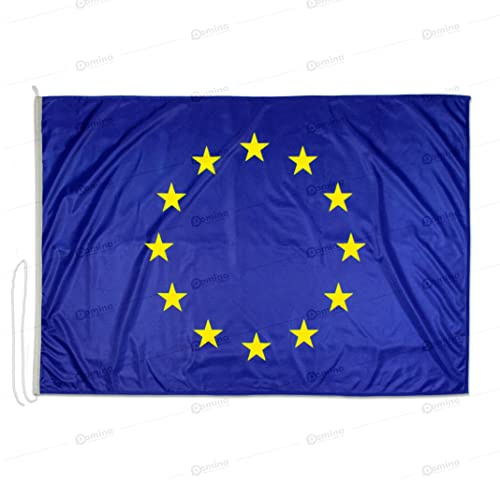 Bandera Europa 225x150 cm en tela náutico 115g/m², bandera unión europea 225x150 lavable, bandera UE 225x150 con cordón, doble costura perimetral y cinta de refuerzo
