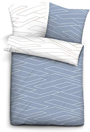 biberna 0044639 Bettwäsche Garnitur mit Kopfkissenbezug Baumwoll-Linon 1x 155x200 cm + 1x 80x80 cm blau