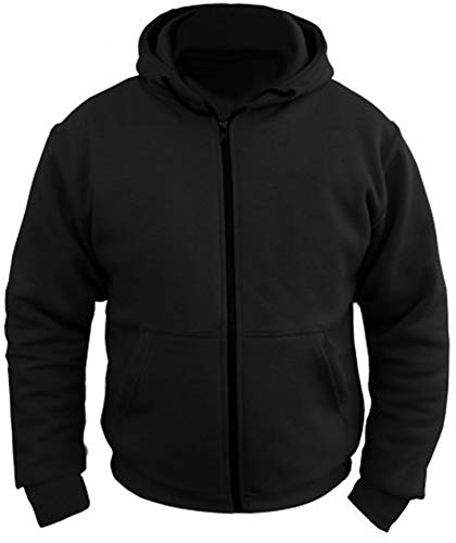 Speed MaxX Black Mens Fleece Hoodie Removable Armour Motorbike/Motorcycle Jacket (L)