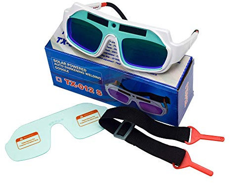 Powerful Tools Lunettes de soudure, lunettes de protection, à énergie solaire, lunettes de protection pour les yeux, lunettes de soudeur (blanc)