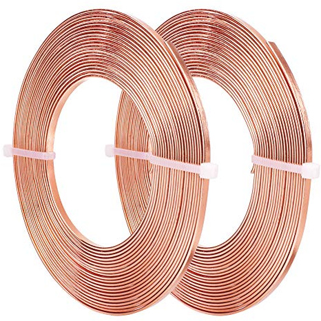 BENECREAT 10m (32FT) 3mm Wide Flat Jewelry Craft Wire 18 Gauge Aluminum Wire for Bezel, Sculpting, Armature, Jewelry Making - Copper, 5m/Roll