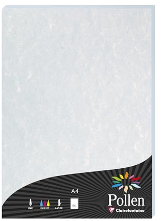 Clairefontaine 120010C - Packung mit 50 Blatt Briefpapier Pollen, Marmorpapier, Premiumqualität, 120g, DIN A4, 21x29,7cm, ideal für Einladungen und Korrespondenz, Marmorblau, 1 Pack