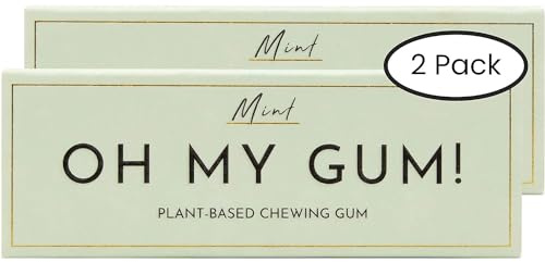 OH MY GUM! Natural Chewing Gum in Mint Pack of 2 (10 Pieces/Pack) | 100% Plant Based Aspartame Free Chewing Gum | Award Winning Sugar Free Chewing Gum & Good for Teeth |