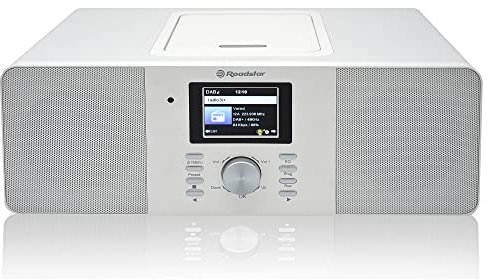 Roadstar IR-540D+BT/WH Microcadena Radio Internet Wi-Fi y Digital Dab+/ FM, Reproductor CD-MP3, Bluetooth, USB para Carga Rápida, AUX IN, Mando a Distancia, Conexión Auriculares, Blanco