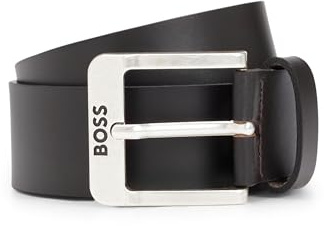 BOSS Hommes Jemio Sz40 Ceinture en cuir de buffle avec boucle logo et garniture argentée