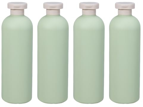 ulafbwur Lotion Bottle with Screw-on Cover 4 Pack 200ml/260ml/300ml/400ml Green Empty Squeeze Bottles Refillable Wide Mouth Flip-top Design Cream Shampoo 400ML