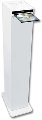 Tour de Son Colonne HIFI Blanche avec Lecteur CD, Bluetooth, Radio FM USB, 60W, Téléco, Jeux de lumières Bagues LED en Cadeaux