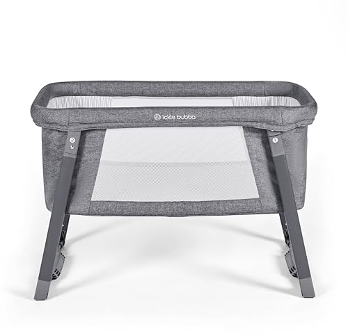 Ickle Bubba Mini Rocker Crib – Compact & Foldable Baby Crib with Mattress, Breathable Mesh Sides, Rocking & Static Modes, from Birth to 9kg (Approx. 6 Months), Ideal for Small Spaces & Travel
