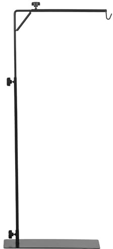 PawHut Reptile Lamp Stand, Adjustable Height and Width Heat Lamp for Reptile Amphibian Terrariums, Light Stand with Hook Hanging Steel Base, 86-129Hcm, 42-50Wcm - Black