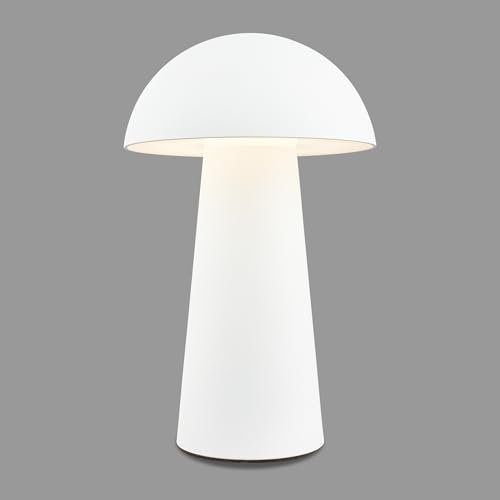 Briloner - Mini lampada da tavolo a LED wireless con touch, dimmerabile a gradini, IP44, lampada da comodino, lampada da lettura, lampada a batteria, lampada da esterno, 12x19,5 cm (PxA), bianco