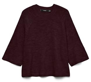 Vero Moda Vmlefile Noos - Jersey de Cuello Redondo 3/4, Caramelo, S