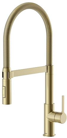 Lenz Robinet de cuisine Aluna doré - Douchette flexible avec 2 types de jet - Surface anti-traces de doigts - Cartouche céramique de qualité supérieure et buse mélangeuse de marque - 46070541
