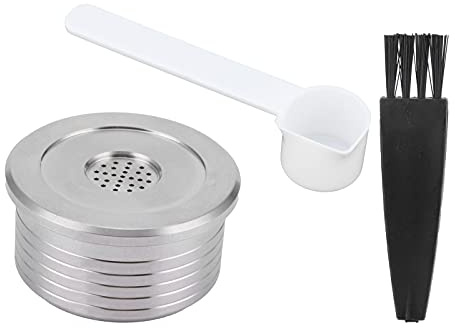 Coffee Capsule Pod, Reusable Stainless Steel Capsule Fits DELTA Q NDIQ7323 Machine, Easy to Use and, with Spoon