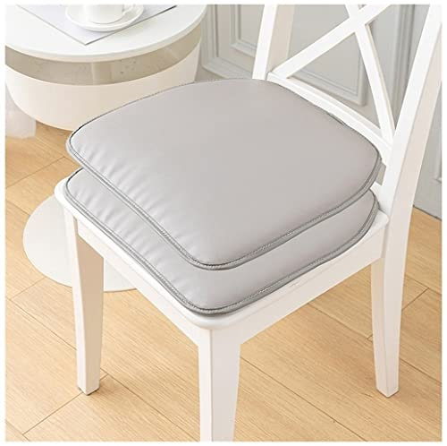 Dining Chair Cushions, Non-Slip Faux Leather Seat Pads for Kitchen & Dining Room, 40x43 cm, Grey, 2-Pack, Comfortable Upholstered Chair Pads