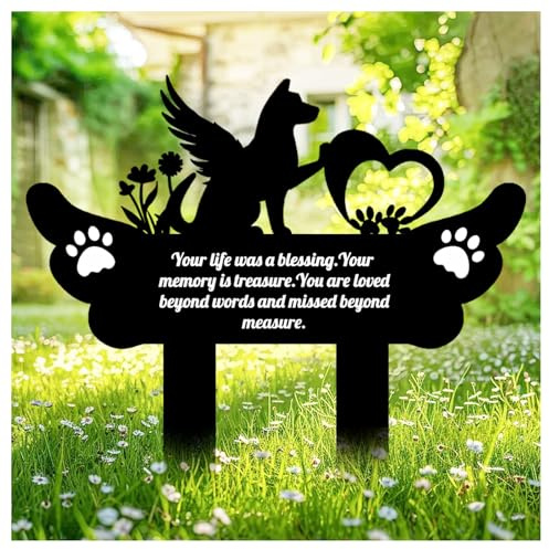 MDFUGEG Metal Dog Grave Markers-Pet Headstone for Lost Animal Sympathy Gift,Weaterproof Dog Grave Markers for Outdoor or Indoor,Pet Tombstone Garden Memorial Stake (13.7in)