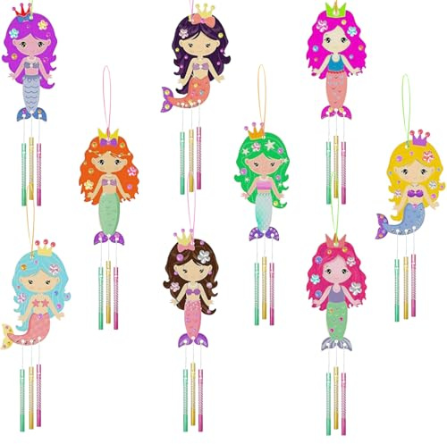 VOSSOT Kit bricolage enfant DIY Windspiel Sirène 9 pièces activites manuelles pour enfants 6 ans et 10 kit creatif anniversaire fille déco chambre jardin balcon