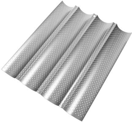 BESPORTBLE Teglia per Pane Francese in Acciaio al Carbonio 4 Scanalature Antiaderente Stampo per Baguette Professionale da Forno Adatto per Uso Domestico e Preparazione di Pane Artigianale