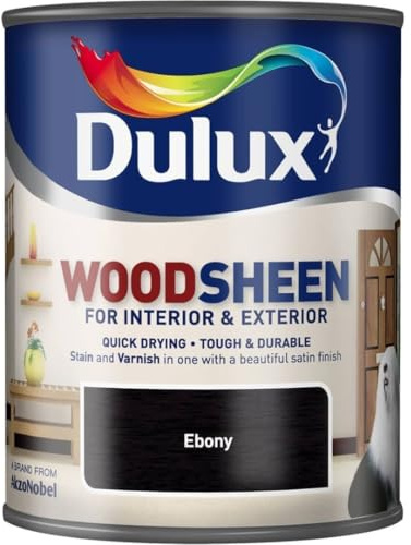 Woodsheen Stain and Varnish 750ml Ebony | Interior Wood Stain and Varnish | Satin Finish for Doors Skirting Furniture and Trim | Quick Dry Wood Protection