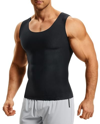 Nebility Mens Compression Shirt Vest Slimming Tummy Control Body Shaper Seamless Shapewear Undershirts Sleeveless Workout Tank Top