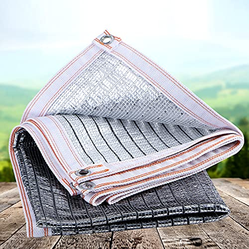Sun Shade Sail 85% Reflective Aluminum Foil Cloth Heat Insulation No Absorption Anti-Aging Breathable Mesh Tarp with Grommets for Greenhouse Courtyard Roof Cover