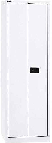 BISLEY Flügeltürenschrank Universal, 4 Fachböden, 5 OH, B 600 mm, Metall, 696 Verkehrsweiß, 40 x 60 x 195 cm