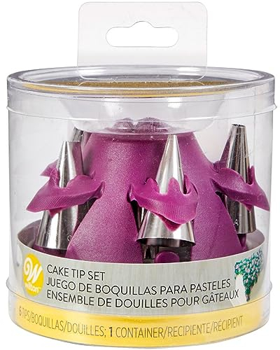 Wilton Cake Piping Tip Set with Silicone Stand, Purple, 7 Pieces