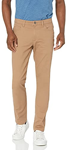 Amazon Essentials Pantalon Chino Extensible et Confortable à 5 Poches, Coupe Skinny Homme, Brun Kaki Clair, 36W / 30L