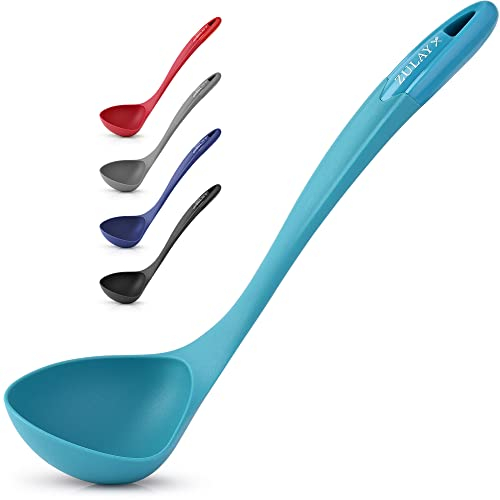 Zulay Mestolo da Zuppa con Comoda Impugnatura - Cucchiaio da Cucina e da Servizio per Zuppe, Chili, Sughi, Condimenti per Insalate e Pancake - Mestolo Grande in Nylon - Blu