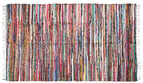 About Home Chindi Flickenteppich, handgewebt, mehrfarbig, 70 x 140 cm