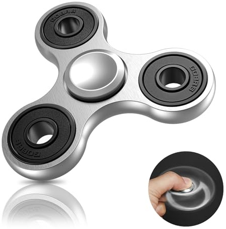 Coolden Hand Spinner Metal, Anti Stress Fidget Toys Haute Vitesse de 2-5 Min, École Bureau Jouet Fidget Spinner Cadeau pour Enfants Adultes Anxiety Relief ADHD Finger Spin Argenté