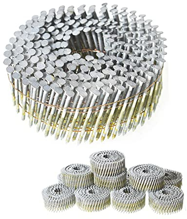 kimllier 3600 unidades de clavos de revestimiento de bobina de cabeza redonda completa, bobina de alambre de 15 grados de 1-1/4 pulgadas x .092 pulgadas, vástago de anillo galvanizado en caliente