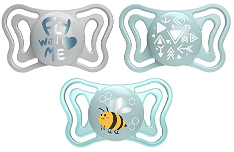 Chicco PhysioForm Light Silicone Soother, 2-6 Months, Dummy for Children with Silicone Teat, Lightweight, Ergonomic Shape, Supports Proper Development of the Mouth, Light Blue, Pack of 2