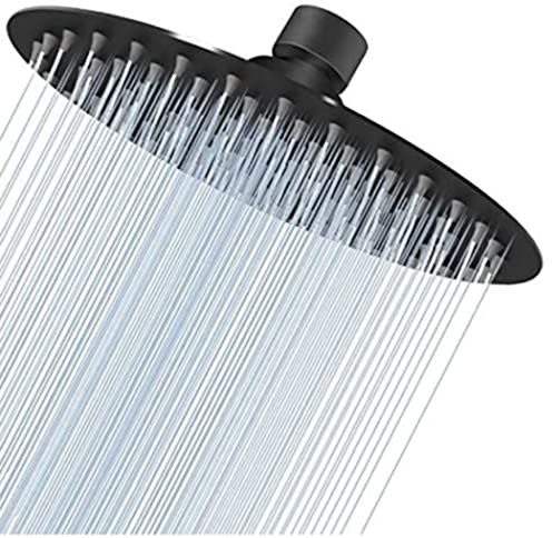 Lioaeust Pomme de douche haute pression noire 20,3 cm - Tête de douche ronde de luxe en acier inoxydable 304 - 20,3 x 20,3 cm