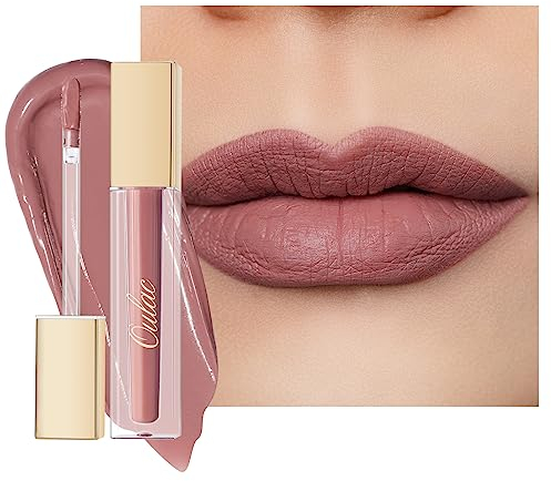 Oulac Nude Pintalabios Mate Líquido - Beige Larga Duración Labios, Muy Pigmentadas, Cobertura Total Barra de Labios, Fórmula Cremosa, Sin Transferencia,Con Aceite de Rosa, Vegano M24