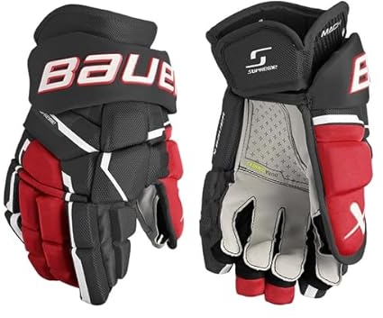 Bauer Supreme MACH Handschuhe Senior, Größe:14 Zoll, Farbe:schwarz/rot