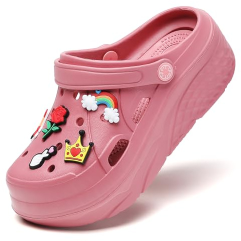 SECHRITE Zoccoli da donna con plateau, pantofole da ospedale, infermiere, sandali da spiaggia, sandali con zeppa e suola spessa da giardino, 39 EU