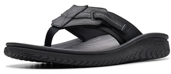 Clarks Wesley Sun - Infradito, Black Leather,