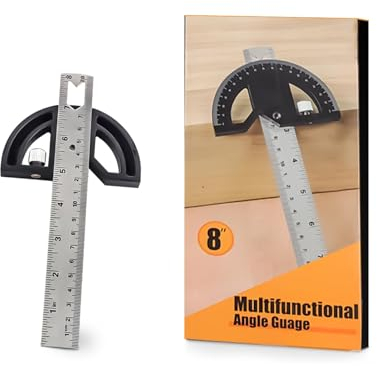 SRJQXH Medidor de Angulos, Transportador de 180 Grados Regla, Ajustable Metalico Transportador, Escuadras Metalicas Carpintero, Adecuado para Carpinteros Artesanos Cuadrada