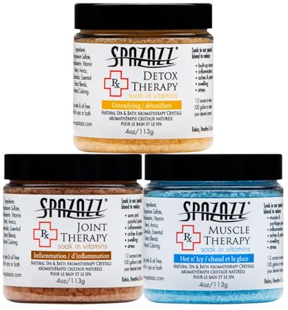 Spa & Hot Tub RX Therapy Muscle Detox Joint Bundle 3 Pack Gift Set - Spazazz Therapeutic Mineral Dead Sea Bath Salt Crystals Collection