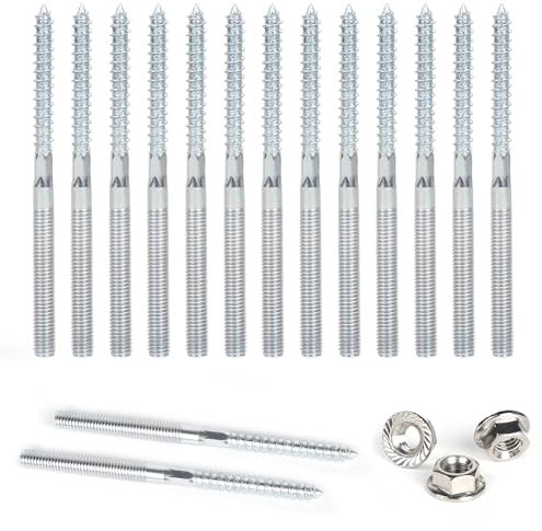 DBREAKS Lot de 15 vis à double tête Torx - M8 x 120 mm - Vis à double filetage - Vis de chevilles double face avec écrous à dents de blocage - Filetage à goupille de vis - Double filetage galvanisé