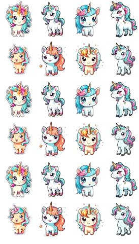 Cute Unicorn Edible Cupcake Toppers PRECUT x 24 Pcs Fairy Cake Cake Decorations