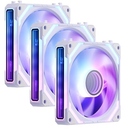 Redragon GCF012 Standard 120mm PC Case Fan, Daisy-Chain Connection, 5V 3Pin ARGB Lighting, 4 Pin PWM Case Fan, for Radiator/Computer Case Cooling, 120x120x25mm, 3 Pack, White