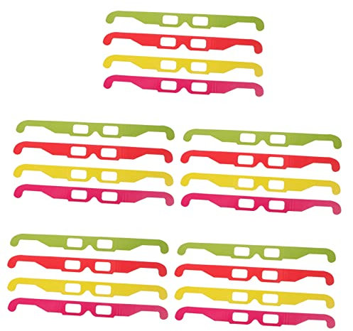 WATIIFUFU 20 Pièces Lunettes de 3D Lunettes 3D pour Enfants Verres en Carton pour Enfants Lunettes Pliables pellicule 3D Verres en Carton 3D Pet