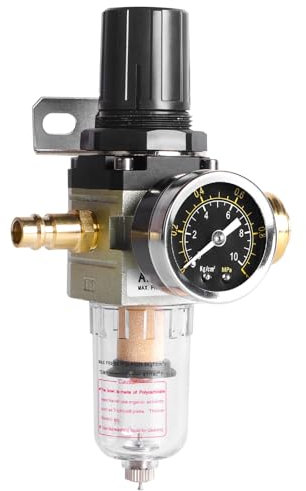 SWAWIS Regulador de Presión de Aire con Separador de Agua, Accesorios de Aire Comprimido 1/4 Pulgada, Regulador de Compresor y Unidad de Mantenimiento