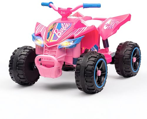 Barbie - 12V Kids Ride-On ATV with Rechargeable Battery for Outdoor Play