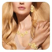 EVER FAITH 3 st. vintage guld blomma smycken set matta metall blommig uttalande halsband, boho örhängen och tjock bred öppen manschett armband set trendiga bröllop semester tillbehör, Legerat stål