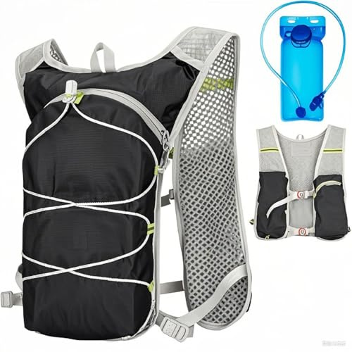 Feithmonic Chaleco Hidratacion Trail Running, Chaleco Running Hombre Mujer con Bolsa hidratación 2L, Reflectante Mochila de hidratación Ligera Impermeable para Bici Correr Ciclismo Carrera Maratón