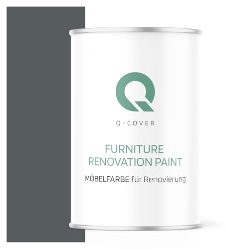 Q-COVER Möbelfarbe Matt | Farbton: Basaltgrau RAL 7012 1L | Holzfarbe für Möbel & Innenausbau | Deckend, wasserbasiert, kratzfest | Für Küchen, Schränke, Tische, Gartenmöbel