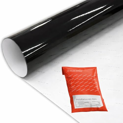 SOLAR SYSTEMS 3M – Autocollant Voiture, Film Teinté, Covering Noir Voiture, Autocollant Moto, Emballage – Application Facile, Retrait sans Traces – G12 2080 Noir Brillant - 30x150